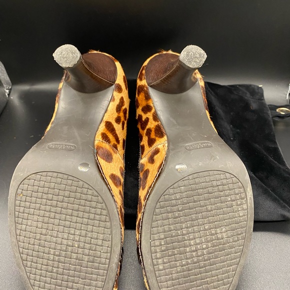 🍂🍁Nurture Women’s Sandee PeepToe Pump Brown Leopard Calf Hair Leather 8.5 - Picture 6 of 8